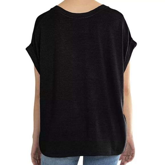 Mod Ref Black Boxy Cap Rolled Sleeves Top XL - Picture 3 of 5
